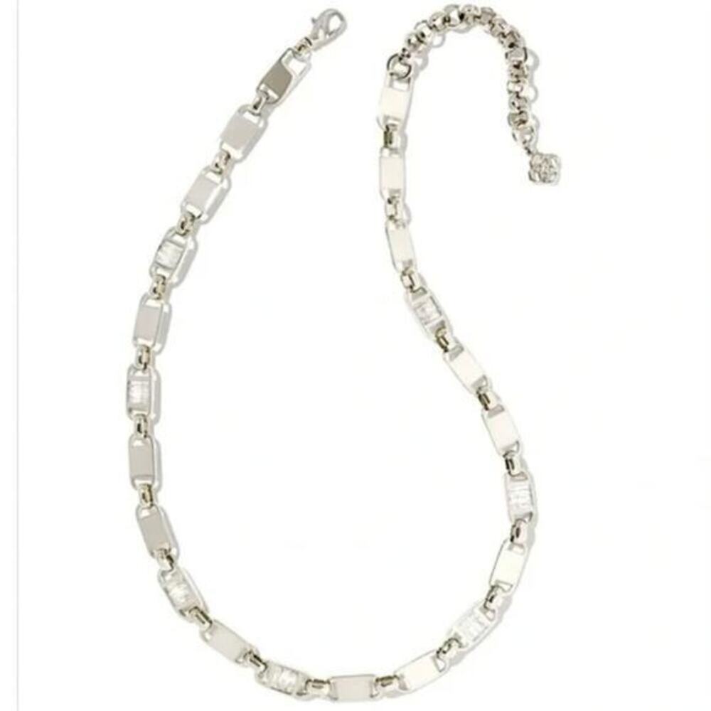 KENDRA‎ SCOTT JESSIE SILVER CHAIN NECKLACE IN WHITE CRYSTAL New!
